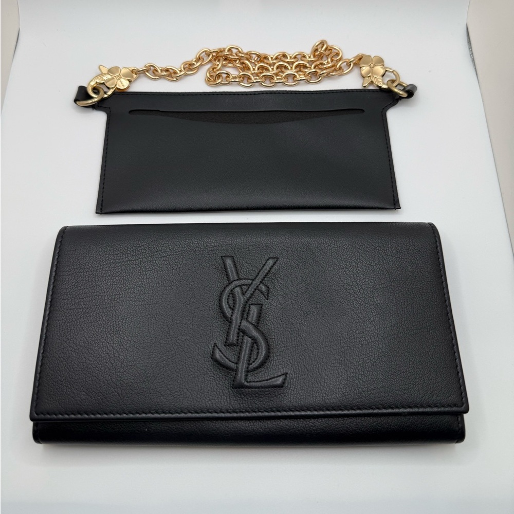Saint Laurent Wallet Long Bifold Leather YSL Black
